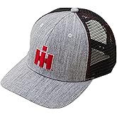 International Harvester Trucker Cap, IH Heathered Grey with 3D Red Logo Patch. Mesh Back, Officially Licensed, HTR Grey/Black