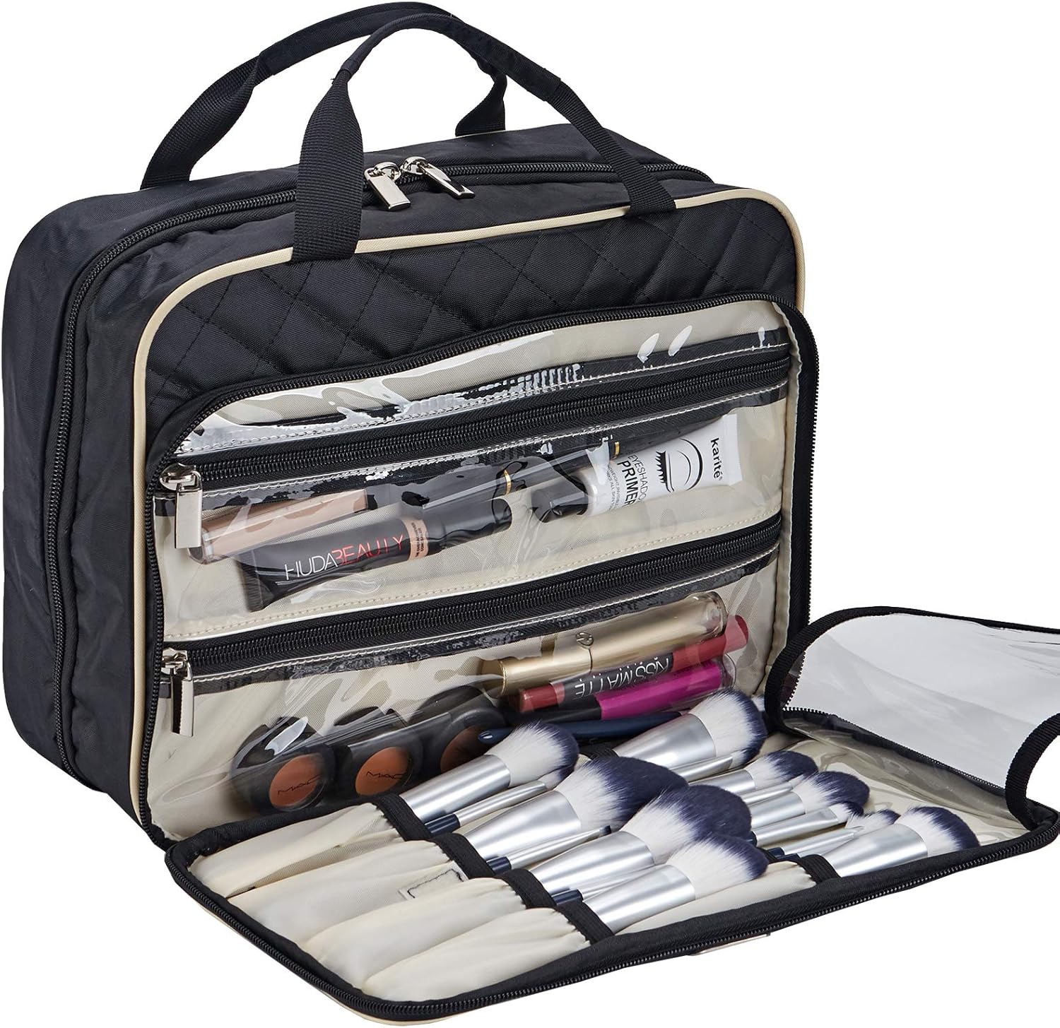 FINDCOZY Extra Large Toiletry Bag with Hanging Hook, Travel Makeup Case for Women, Cosmetic Organizer for Toiletries, Full-Sized Bottles, Beauty, Black