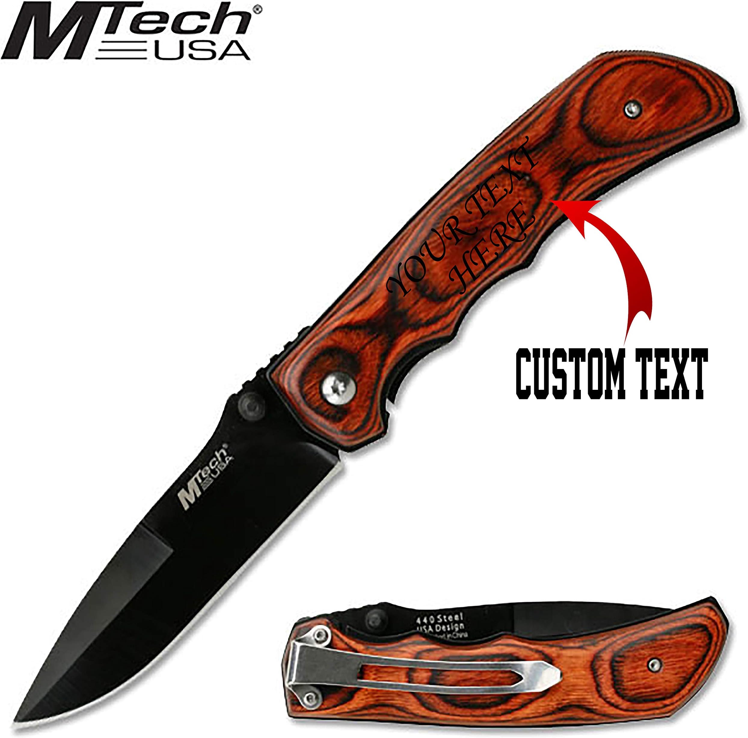 Personalized ELK Ridge and M Tech Knife For Groomsman, wedding,Father's Day Gift, Engraved With Your Personalizations, Design Your Own (MT-408)
