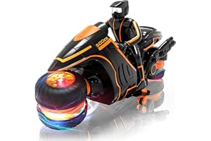 iappadore Remote Control Motorcycle with RGB Lights & Exclusive Side Glide | Ready-to-Play with 2 Batteries | 2.4GHz RC Stunt Bike Gift for Kids 5-12