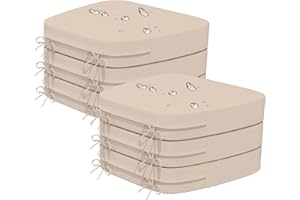 Iristykilin 17'' x 16'' x 2.5"Thick Chair Cushions for Dining Chairs, 6 Pack WaterProof Easy Clean Kitchen Chair Pads with Ties and Non-Slip Backing - 30D High Elastic Foam Soft Kitchen Chair Cushions