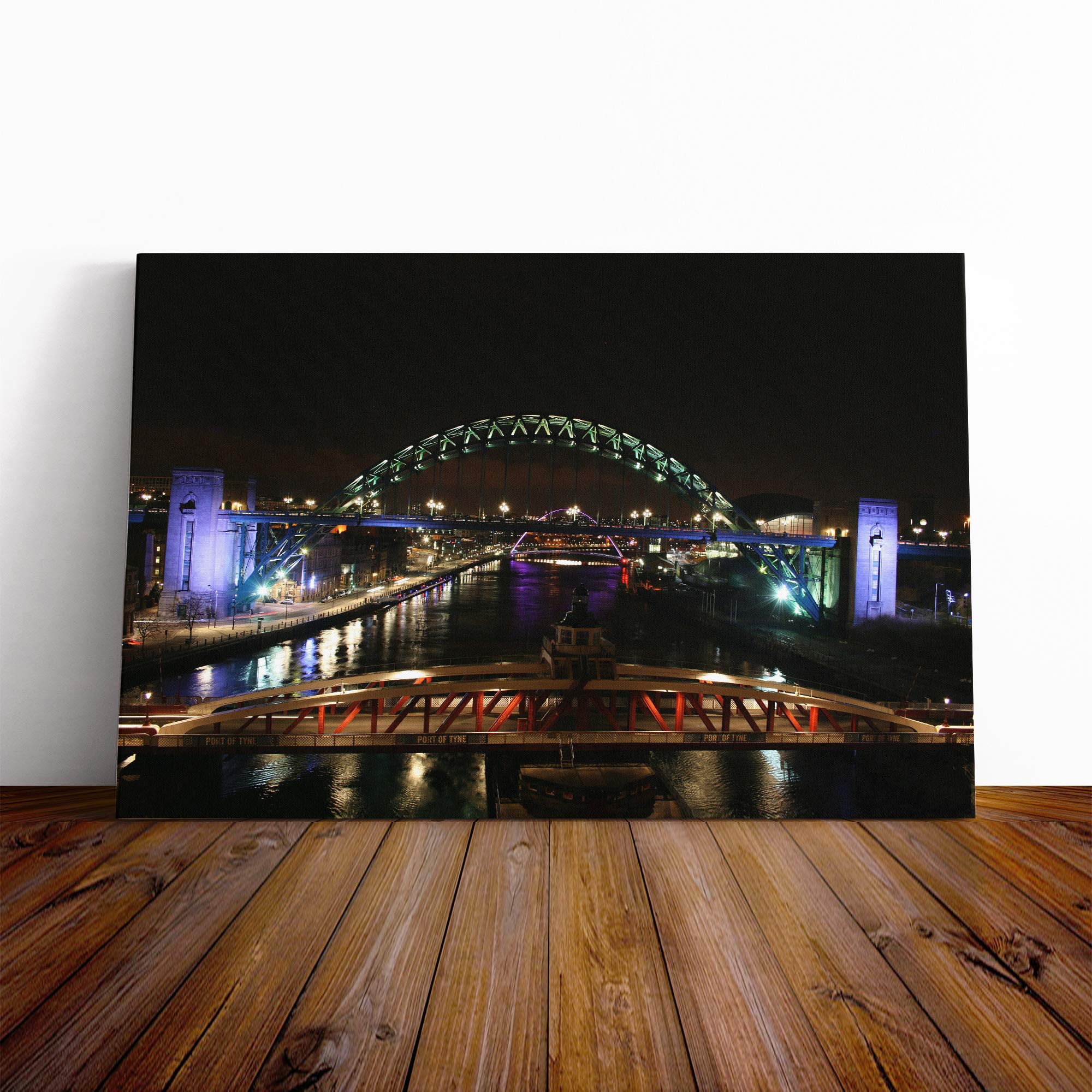 Tyne Bridge Newcastle Canvas Print | Gallery Wrapped 30mm Frame Wall Art | 20x14 inches | Ready to Hang | Modern Cityscape Picture | Living Room Bedroom Lounge Office