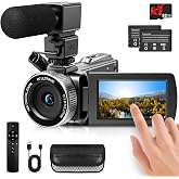 Rawiemy Video Camera Camcorder with Microphone HD 4K Video Recorder | Vlogging Camera for YouTube, 3.0" Touch Screen, 18X Digital Zoom, 32G SD Card