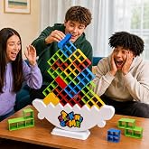 XL Giant 48PCS Stacking Game for Adult &amp; Kids, Team Toys Building Block | Tetra Board Tower Games for Family Travel Party, 2-4 Players Balance stack Toy for family game night, parties