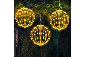 COVBOARD 12" Christmas LED Light Globe (3 Pack) with Multiple Auto Timing and Glow Modes, Folding Light Ball for Holiday Decor, Patio, Indoor/Outdoor Decorations LED Ball Lights Sphere (Warm White)