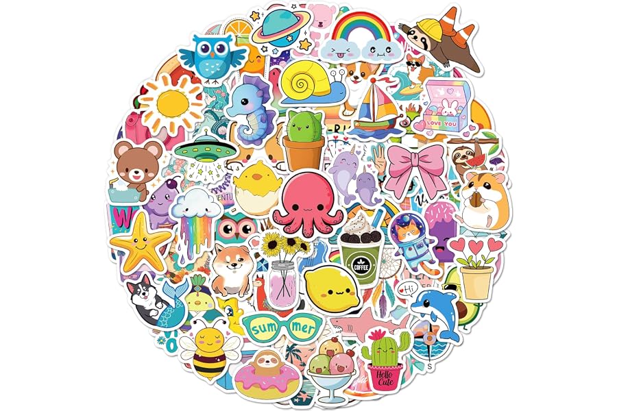200 Pcs Stickers for Kids, Cute Kids Water Bottle Stickers, Party Favors | Waterproof Vinyl Sticker Pack, Goodie Bags Stuffers for Kids, Classroom Prizes for Elementary Students, Stickers Bulk