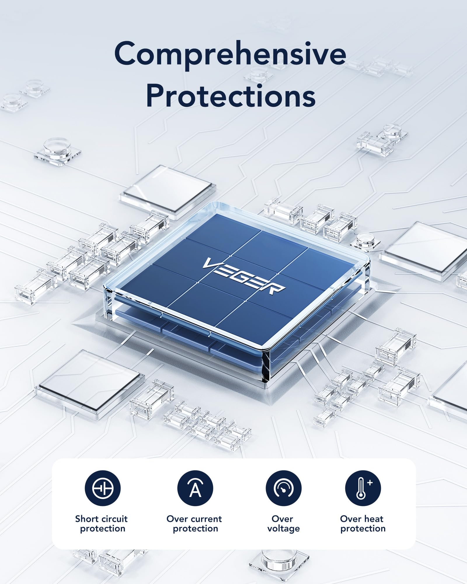 VEGER Portable Charger with Built-in AC Plug and Cables, All in One 10000mAh Ultra Slim Power Bank Travel Essentials, 15W Fast Charging Battery Pack Compatible with iPhone, Samsung, Android (Navy)