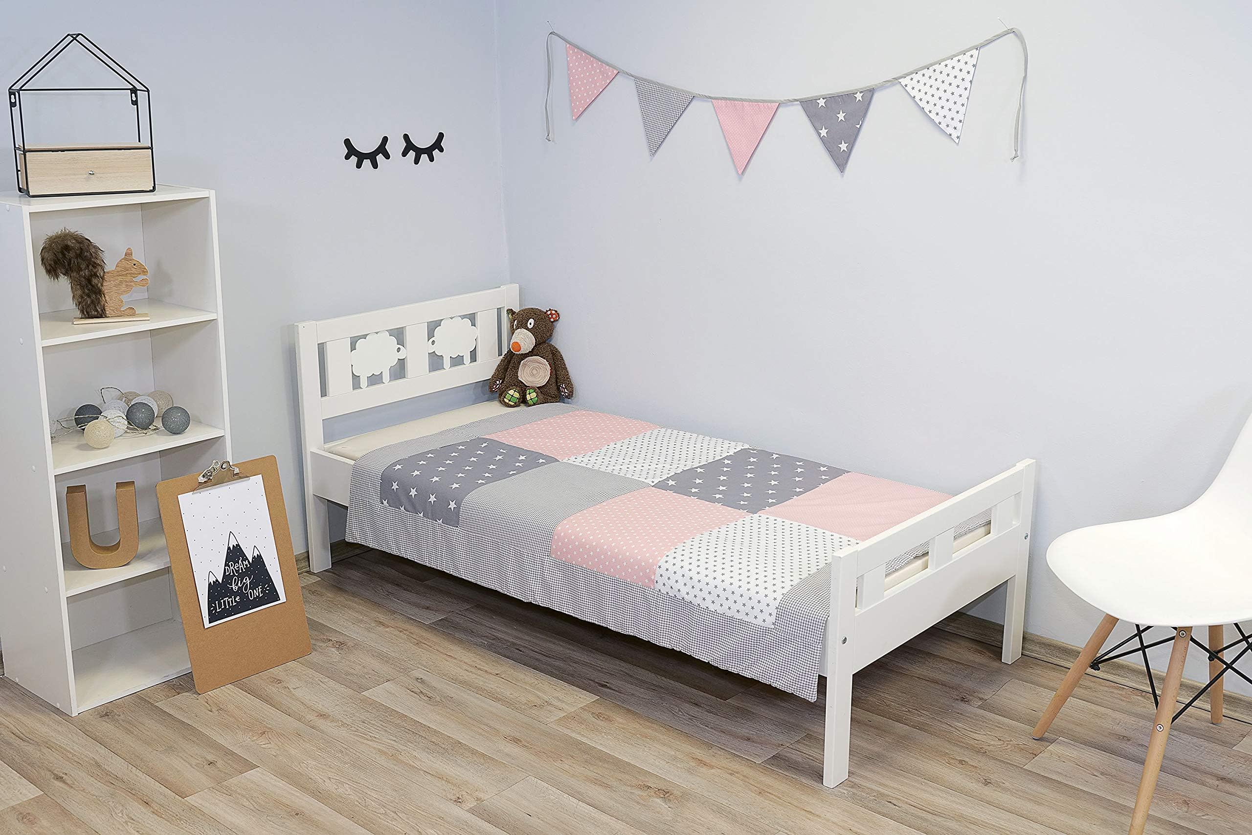 ULLENBOOM Baby Patchwork Blanket I Organic Quilt for Infants and Toddlers I Cotton Duvet I 100 x 140 cm I Pink Grey