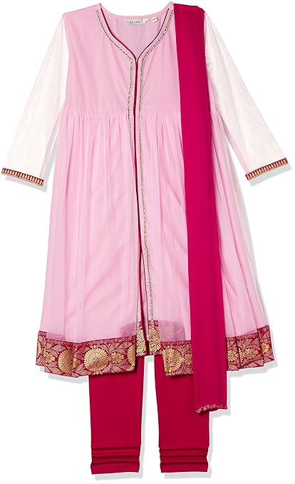 Girls' Straight Regular Fit Salwar Suit(Colors & Print May Vary)