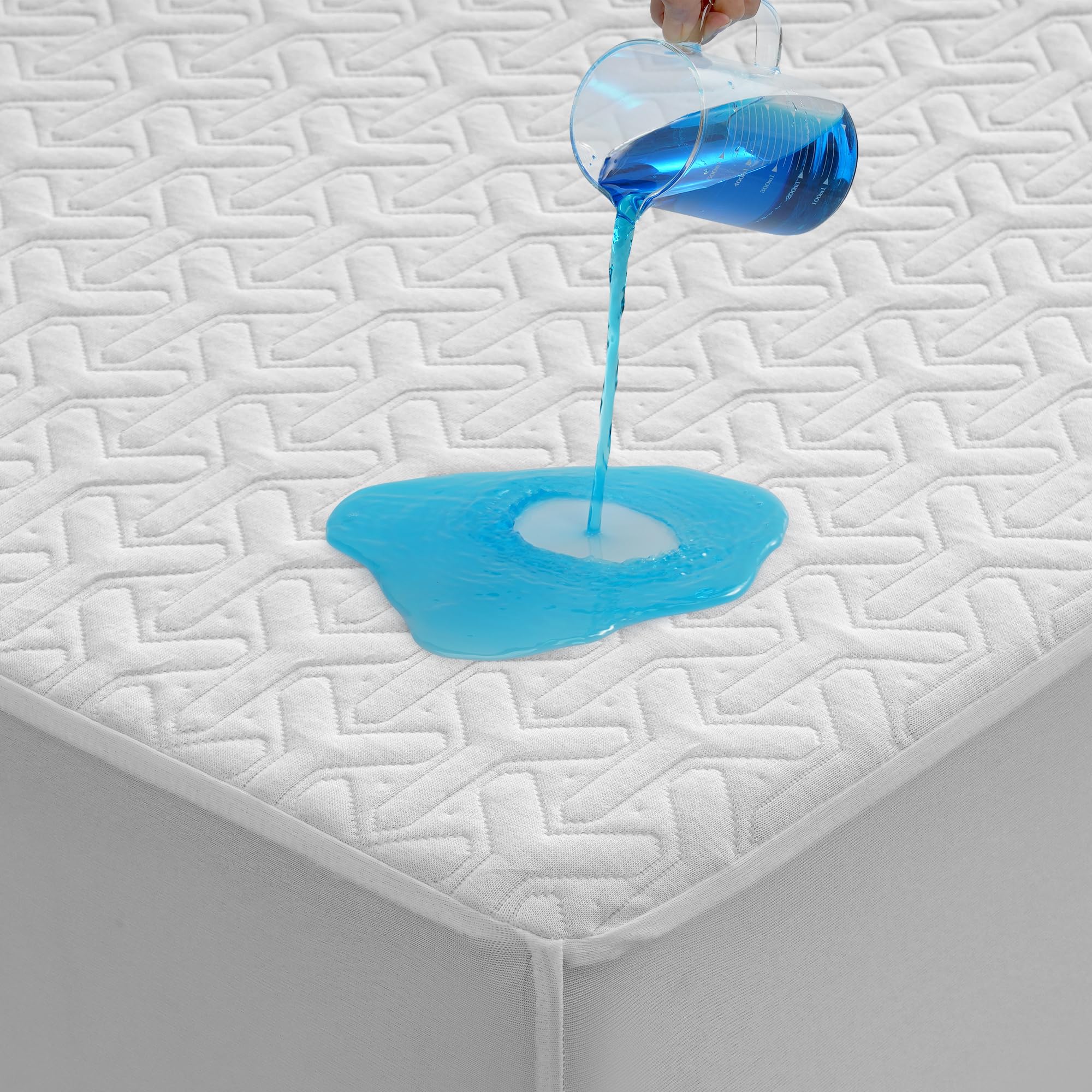 Premium Waterproof Twin XL Mattress Protector College Dorm Bed Mattress Cover 5D Air Fabric Soft Breathable Fitted Deep Pocket from 8" - 21" Vinyl Free Anti Slip and Wear-Resistant (3-in-1, Twin XL) Image