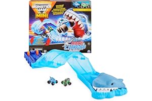 Monster Jam, Mini Megalodon Race and Chomp Playset with 2 Monster Jam Mini Trucks, 1:87 Scale, Kids Toys for Boys and Girls Ages 4-6+
