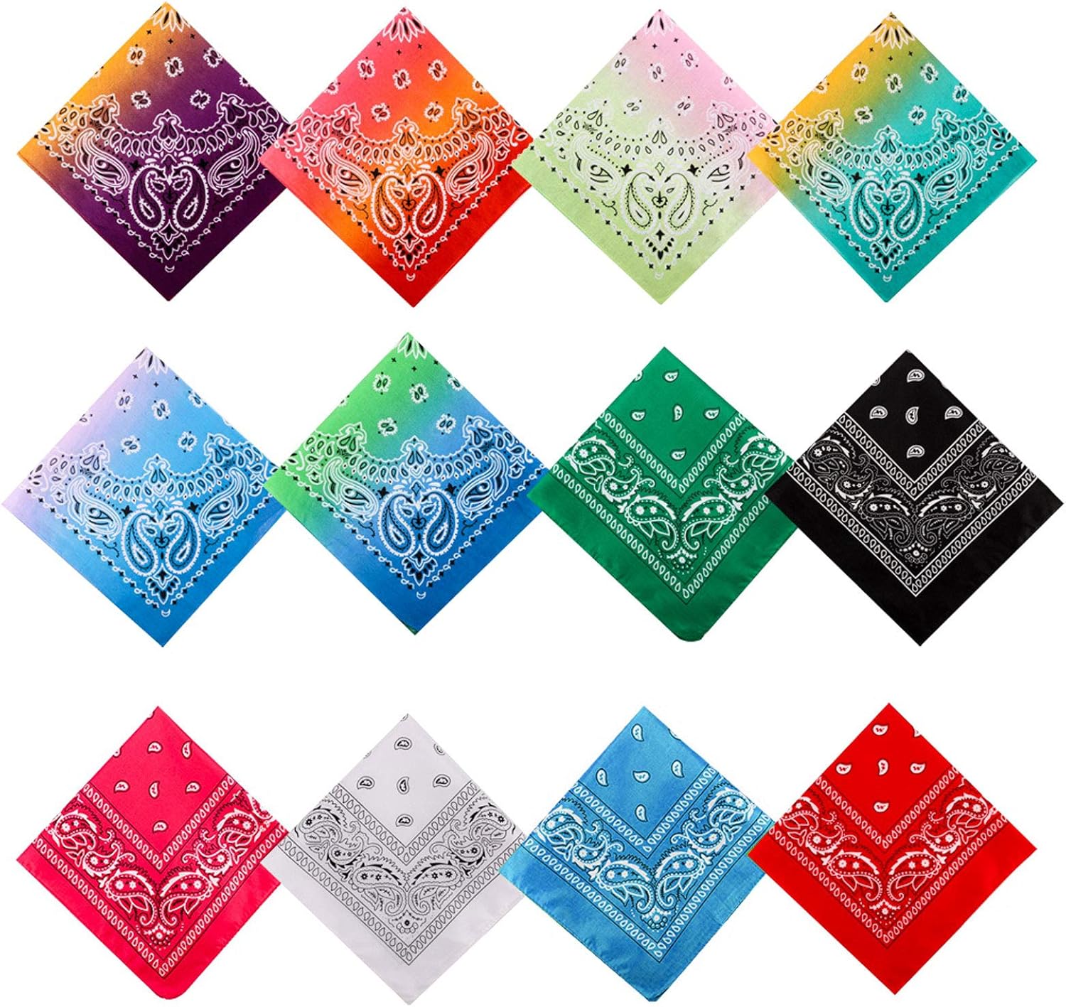 Rubywoo&chili Juego de 12 bandanas para mujeres, hombres y niños