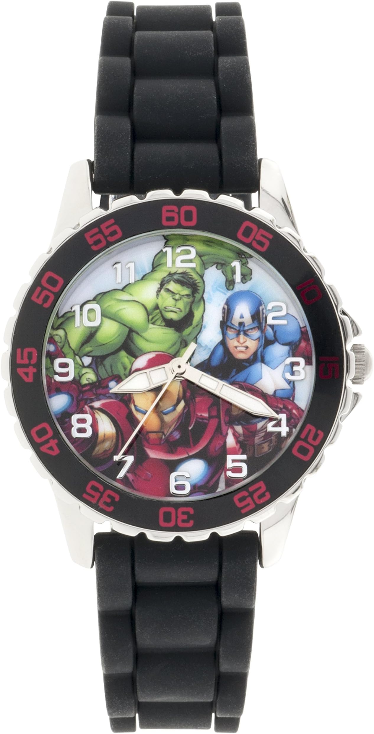 Disney Avengers Boys' Avengers Quartz Watch with Silicone Strap, Black, 20 (Model: AVGAQ134)