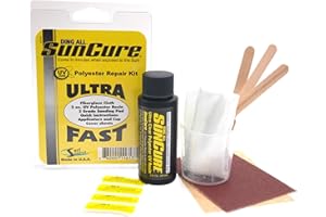 Ding All Sun Cure 2 oz. (56 ml) Polyester Fiberglass Repair Kit for Small to Medium Polyester Surfboards Ding repairs.