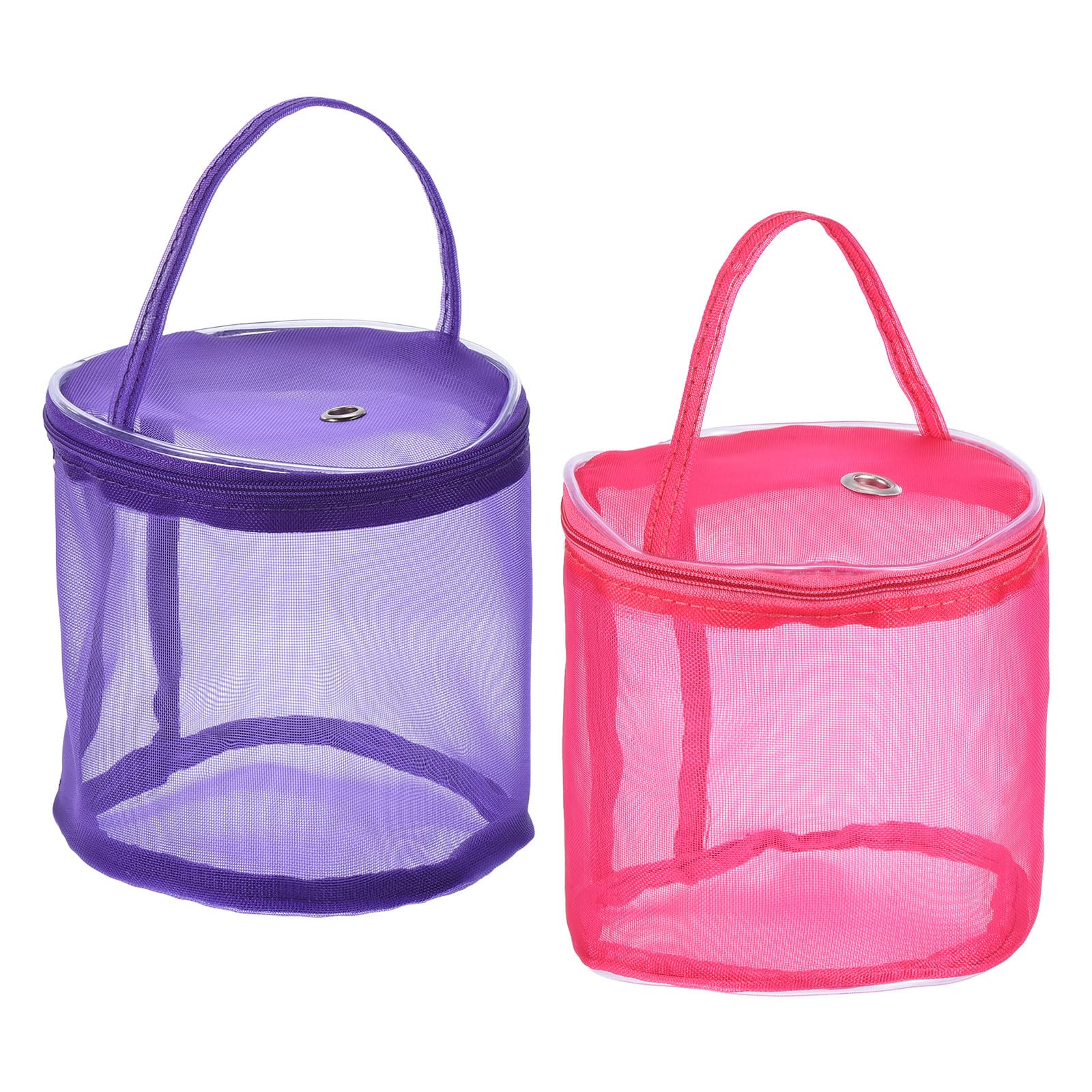 PATIKIL Yarn Storage Bag, 2 Pack Portable Crochet Knitting Bag Case Skein Ball Holder Mesh Organizer Crocheting Tote for Sewing Craft Projects, Purple Red