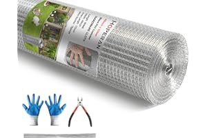 HOPERAN Hardware Cloth 1/4 Inch 48 x 50 ft 23 Gauge, Hot Dipped Galvanized After Welding, Square Chicken Wire Fencing Mesh Roll, Chicken Coop Wire Fence Raised Garden Bed Poultry Netting Cage