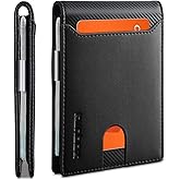 RUNBOX Slim Wallets for Men - Leather Money Clip Mens Wallet - RFID Blocking Front Pocket Bifold Wallet - Thin Credit Card Holder with Gift Box