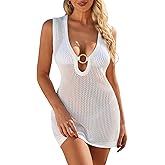 FAIRY SEASON Womens Crochet Cover Ups Knit Hollow Out Sleeveless Dress Swimsuit Bathing Suit Coverup 2026 for Beach Pool