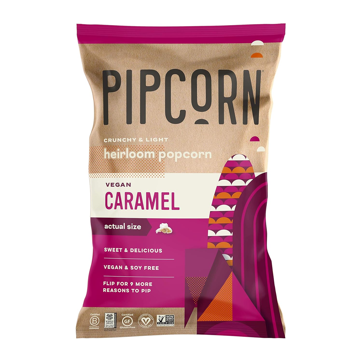 Pipcorn Heirloom Mini Popcorn - Vegan Caramel, 8.25 oz Bags, 4 Pack