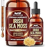 NUQIIT 6in1 Sea Moss Drops Supplement | Black Seed Oil Irish Seamoss Ashwagandha Burdock Root & Bladderwrack - Multimineral Liquid Vegan - Energy Skin Immune Support & Hair - 1 FL Oz - 30 Day Supply
