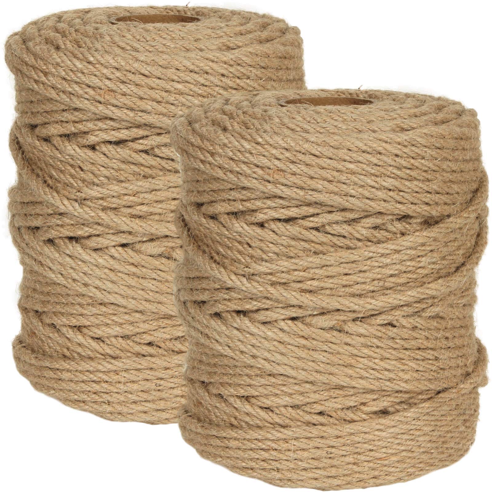 Photo 1 of 656 Ft x 6 MM Natural Jute Twine, 1/4” Heavy Duty Hemp Rope, 100% Natural Twisted Twine Hemp Rope for Cat Tree Tower,Strong Burlap Cord for DIY Crafts Gardening Hammock Home Decorating Gift Wrapping
