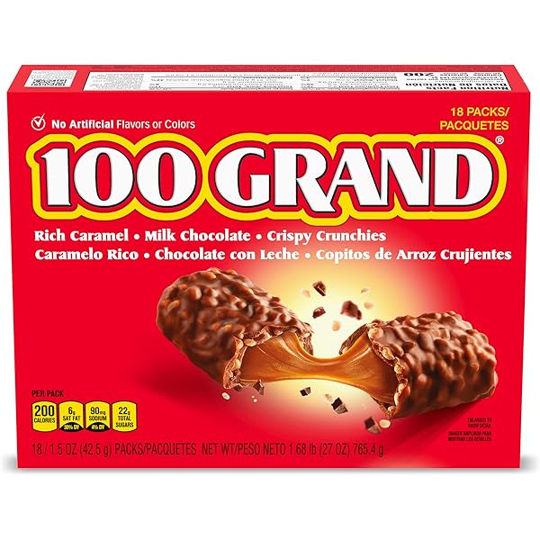 100 Grand Caramel Milk Chocolate Candy Bars Fun Size Ct