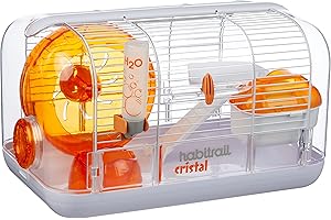 Habitrail Cristal Hamster Cage, Small Animal Habitat with Hamster Wheel, Water Bottle and Hideout,White