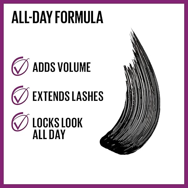 MAYBELLINE THE FALSIES LASH LIFT WASHABLE MASCARA VOLUMIZING, LENGTHENING, LIFTING, CURLING, MULTIPLYING, EYE MAKEUP, BLACKEST BLACK, 1 COUNT