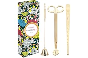 DANGSHAN 3 in 1 Candle Accessory Set - Wick Trimmer, Snuffer, Dipper with Gift Package for Candle Lovers (Champagne Gold)