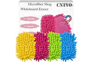 CNTVO 4 Pcs Dry Erase Eraser, Magnetic Microfiber Shag Whiteboard Eraser, Washable Shag Whiteboard Erasers for School Home Office Classroom