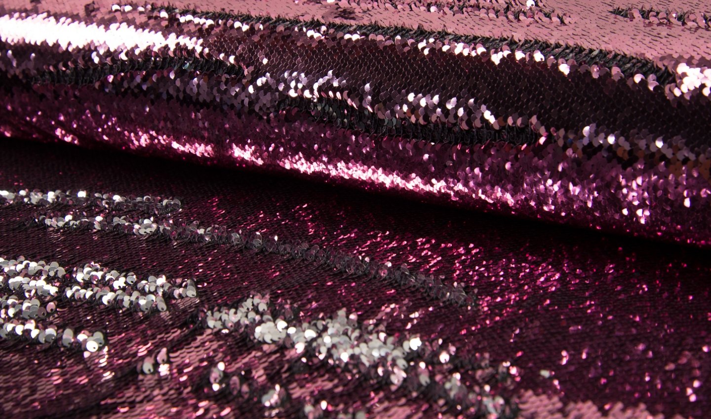 Two Toned Mermaid Fish Scale Sequin Fabric Material - Coral Silver, 1Mtr - 140cm x 100cm