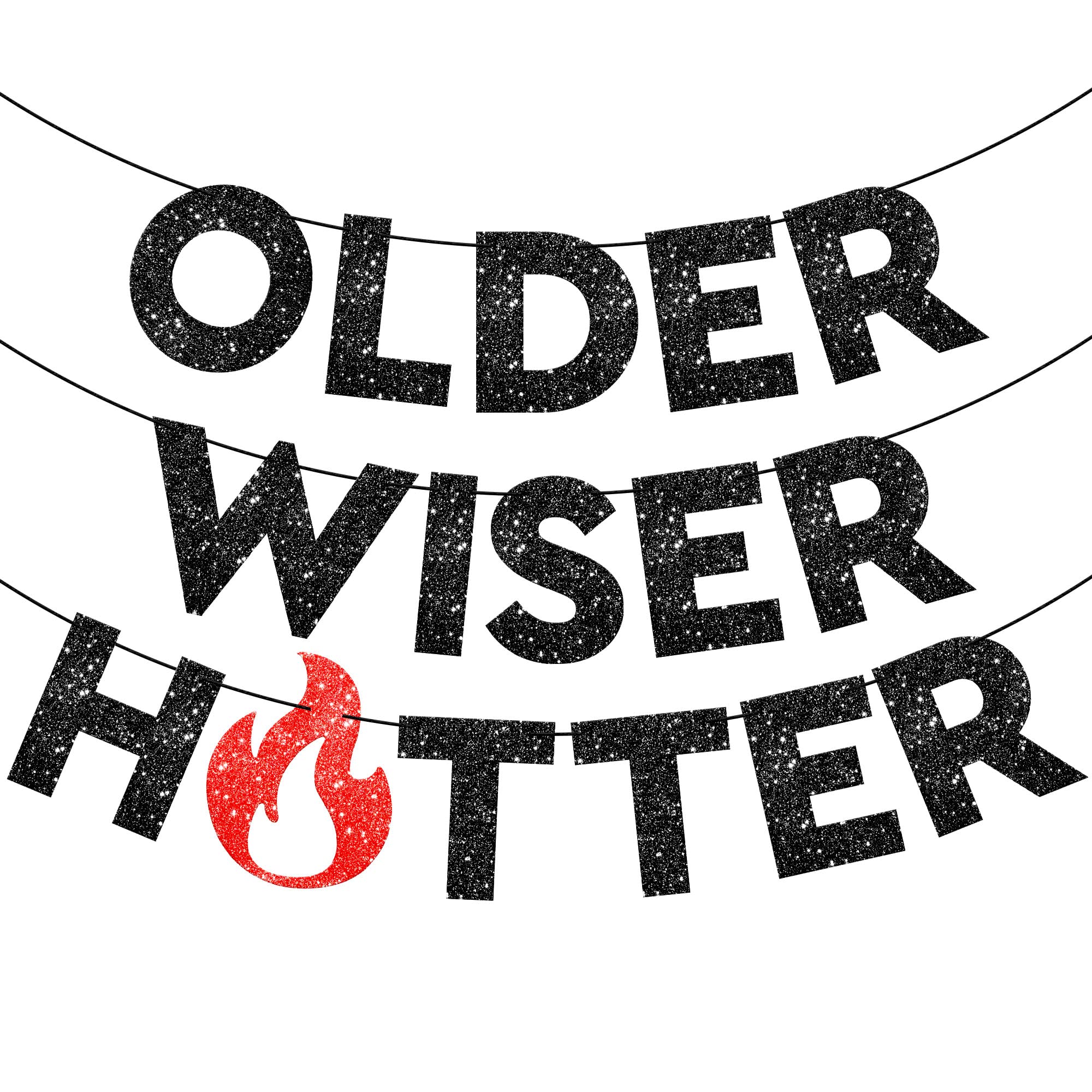 Older Wiser Hotter Banner, Black and Red - DE