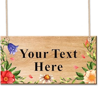 EDSG Personalised Wooden Garden Sign Plaque Outdoor Welcome Custom Text