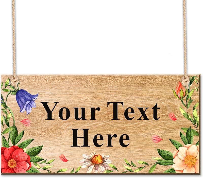 EDSG Personalised Wooden Garden Sign Plaque Outdoor Welcome Custom Text