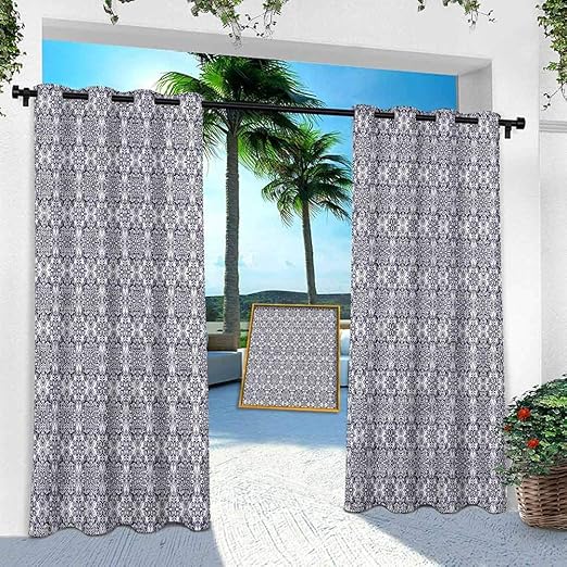 Aishare Store - Cortinas impresas al aire libre, diseño árabe, damasco