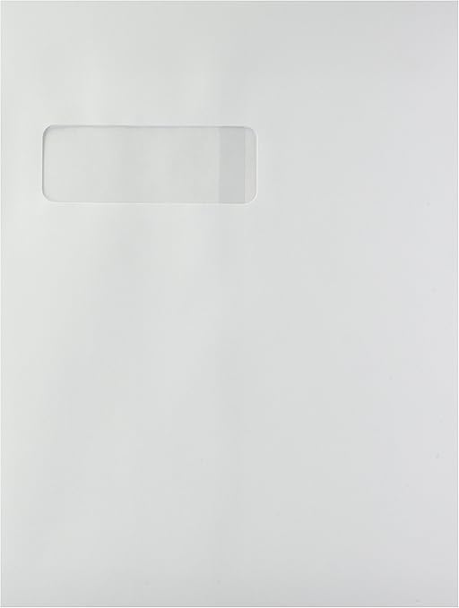 LUX Paper 9" x 12" Open End Window Envelopes 28lb. Bright White, 50