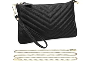Uromee Wristlet Wallet Clutch Purses for Women Genuine Leather Crossbody Bag Handbag with Detachable Shoulder Chain