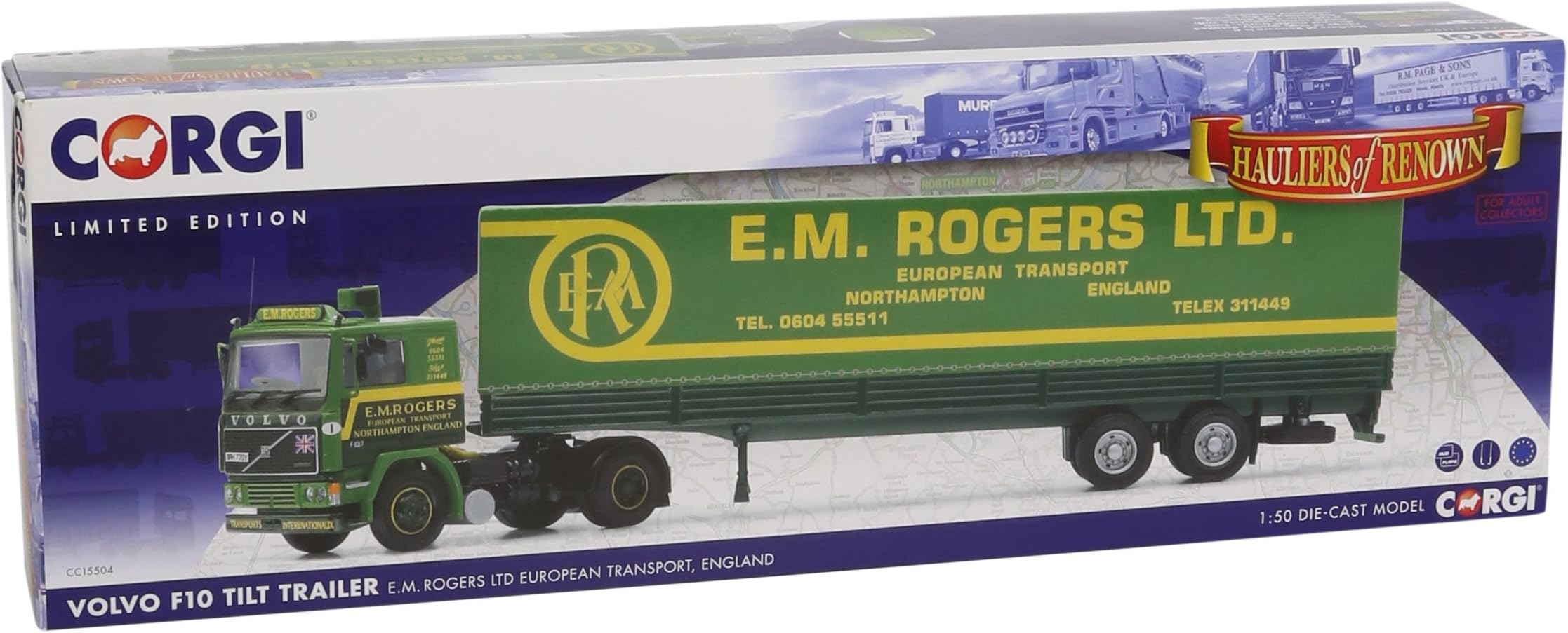 Corgi 1:50 Volvo F10 Tilt Trailer E.m. Rogers Ltd European Transport Truck Model