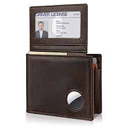 Mens Wallet With AirTag Holder, Bifold Leather RFID