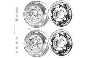 hightall 19.5 Wheel Simulators, 19.5" 10 Lug Stainless Steel Hubcaps,Polished Surface,2Pcs Front Wheel/2Pcs Rear Wheel,Bolts On Wheel Cover Set Compatible with Ford 2005-2025 F450/F550