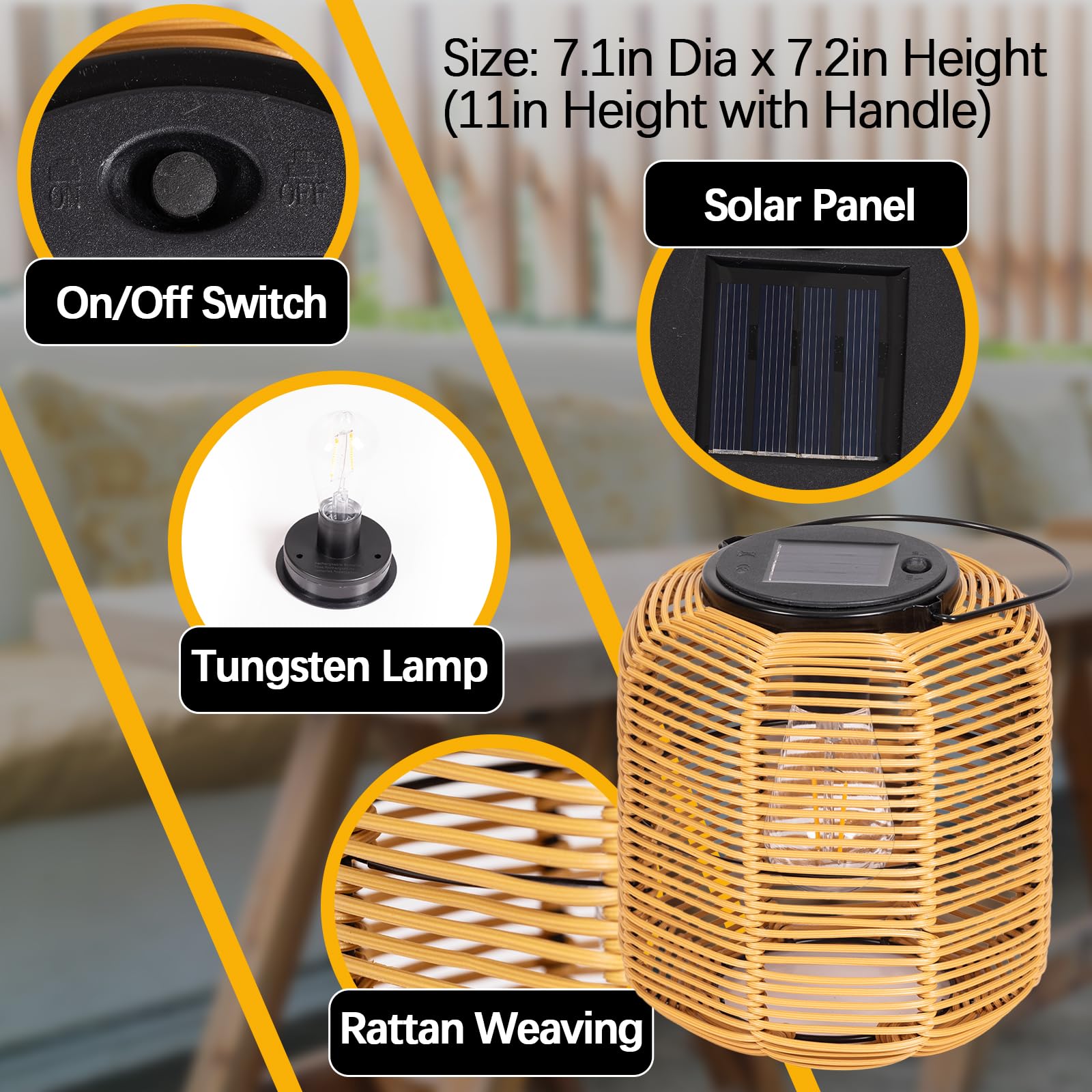 Mua 2PK Solar Lanterns Outdoor Waterproof Hanging Rattan Lantern Lights ...