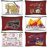 Reginary 6 Pcs City Cosmetic Bag Souvenir Gifts New York Zipper Pouch Chicago Souvenir Seattle Boston Nashville London Paris Italy Alaska Gifts Memento for Women Traveler(Nashville)