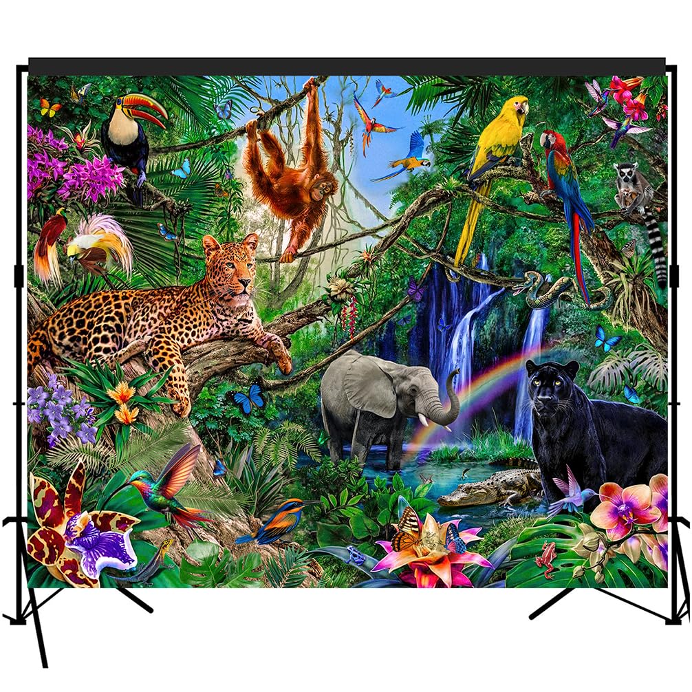 Musykrafties Tropical Rain Forest Adventure Scenic Backdrop Large Banner Photography Studio Fabric Background Photobooth Prop 7x6feet #2191