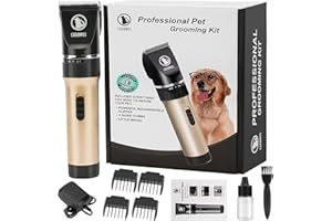 CEENWES Pet Clippers (Upgrade Version) Low Noise Professional Dog Clippers Rechargeable Cordless Pet Clipper Trimmers Pet Hair Grooming Kit for Cats Dogs and Other Animals