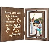EYITUPC Light Up Engagement Picture Frame – Wooden Rotating Glowing 4x6 Double Photo Frame with Romantic Quote, Engagement Gifts for Couples & Women Newly Engaged