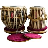 Maharaja Musicals Tabla Set, 3KG Black Brass Bayan, Finest Sheesham Dayan, Bag, Hammer, Cushions (PDI-EA)