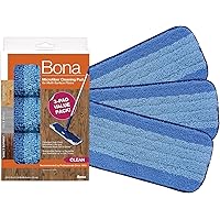 Bona Microfiber Cleaning Pad for Hardwood & Hard Surface Floors - 3 Pack - For Use With Bona Mop - Dual Zone Cleaning Design 