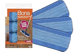 Bona Microfiber Cleaning Pad for Hardwood & Hard Surface Floors - 3 Pack - For Use With Bona Mop - Dual Zone Cleaning Design for Faster Cleanup