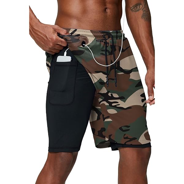 Ukraine Flag Men's 2-in-1 Workout Shorts - Running, Gym Sport Pants With Pockets