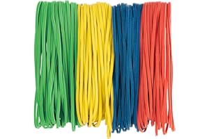 Bilinny Large Rubber Bands Heavy Duty, 1/2 LB, 7x1/8 inches, Made in USA, Home & Office Rubber Bands 4 Assorted Colors (120 Count)